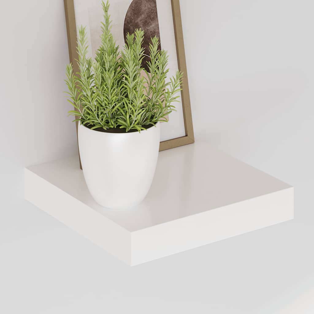Floating Wall Shelf High Gloss White 23x23.5x3.8 cm MDF