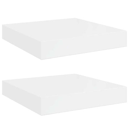 Floating Wall Shelves 2 pcs High Gloss White 23x23.5x3.8 cm MDF