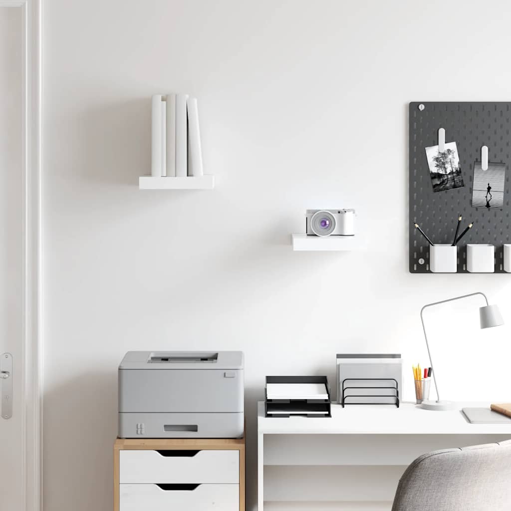 Floating Wall Shelves 2 pcs High Gloss White 23x23.5x3.8 cm MDF