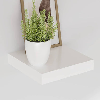 Floating Wall Shelves 2 pcs High Gloss White 23x23.5x3.8 cm MDF