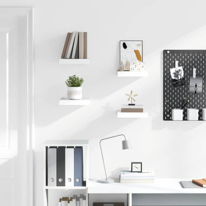 Floating Wall Shelves 4 pcs High Gloss White 23x23.5x3.8 cm MDF