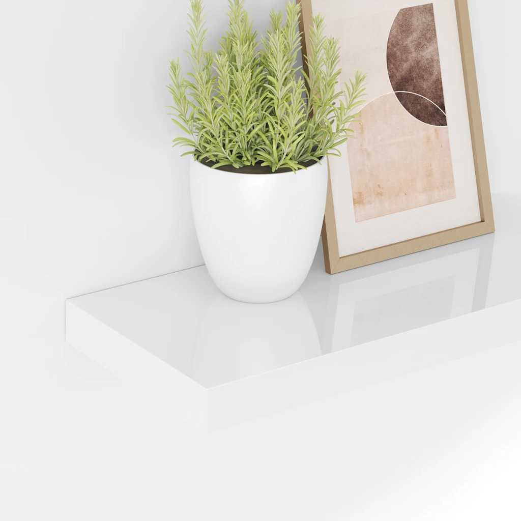 Floating Wall Shelf High Gloss White 40x23.5x3.8 cm MDF