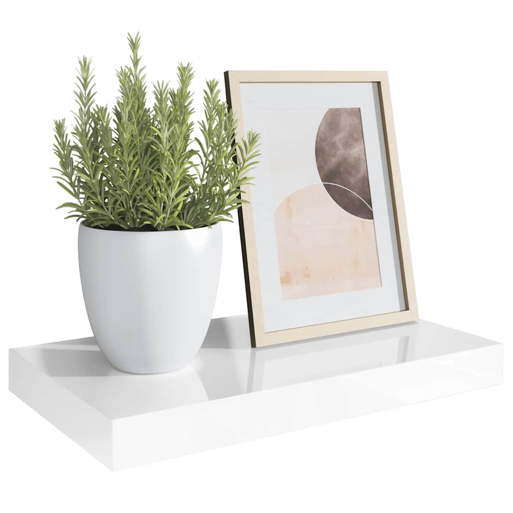Floating Wall Shelf High Gloss White 40x23.5x3.8 cm MDF