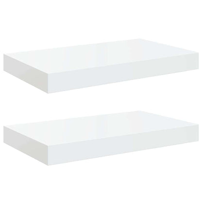 Floating Wall Shelves 2 pcs High Gloss White 40x23.5x3.8 cm MDF