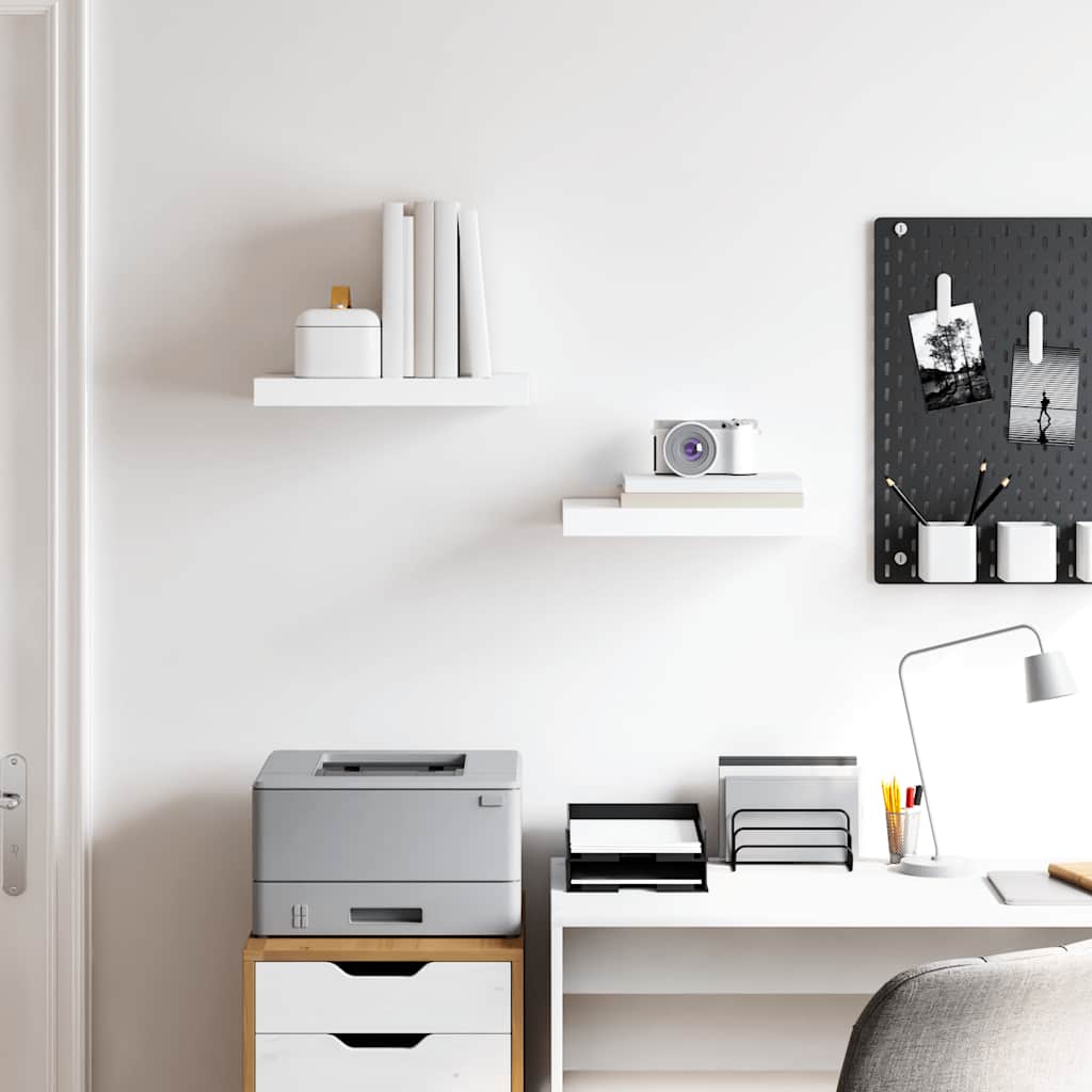 Floating Wall Shelves 2 pcs High Gloss White 40x23.5x3.8 cm MDF