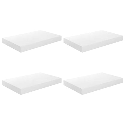 Floating Wall Shelves 4 pcs High Gloss White 40x23.5x3.8 cm MDF