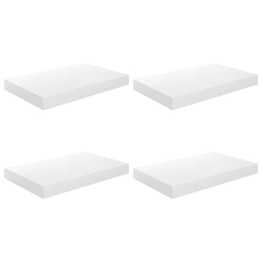 Floating Wall Shelves 4 pcs High Gloss White 40x23.5x3.8 cm MDF