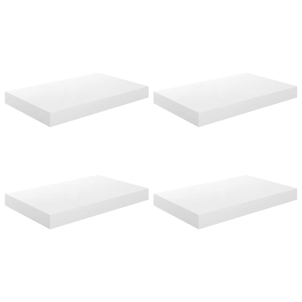 Floating Wall Shelves 4 pcs High Gloss White 40x23x3.8 cm MDF