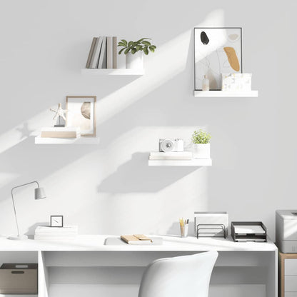 Floating Wall Shelves 4 pcs High Gloss White 40x23x3.8 cm MDF