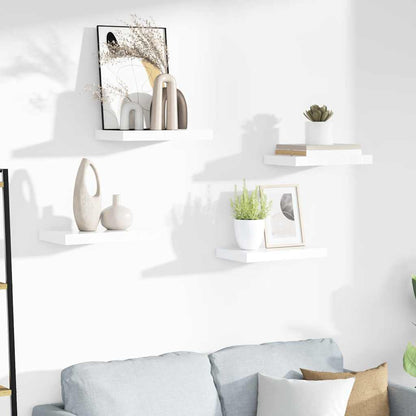 Floating Wall Shelves 4 pcs High Gloss White 40x23x3.8 cm MDF