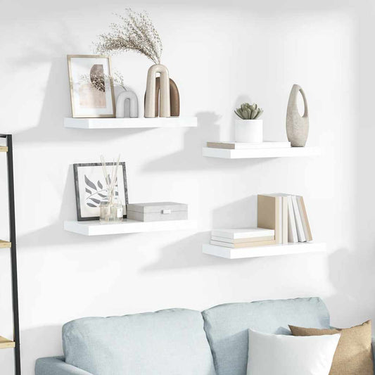 Floating Wall Shelf High Gloss White 50x23.5x3.8 cm MDF