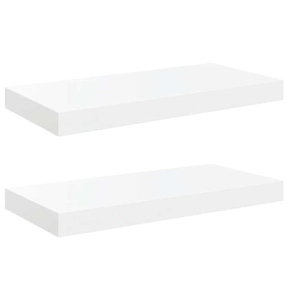Floating Wall Shelves 2 pcs High Gloss White 50x23x3.8 cm MDF