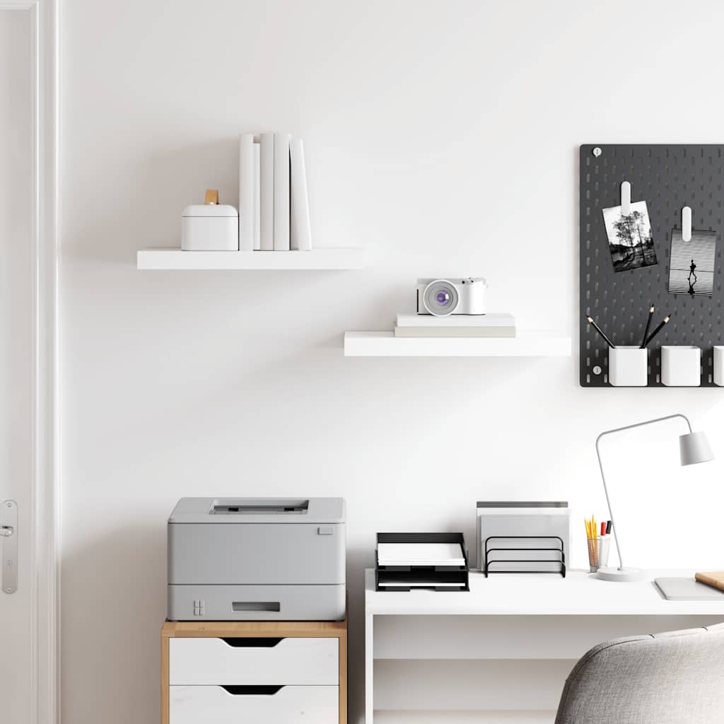 Floating Wall Shelves 2 pcs High Gloss White 50x23x3.8 cm MDF