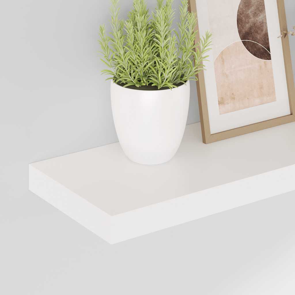 Floating Wall Shelves 2 pcs High Gloss White 50x23x3.8 cm MDF