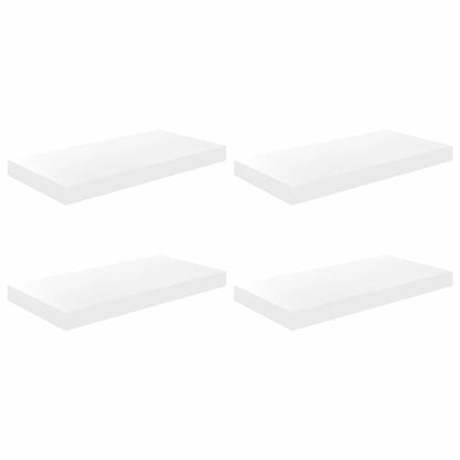 Floating Wall Shelves 4 pcs High Gloss White 50x23x3.8 cm MDF