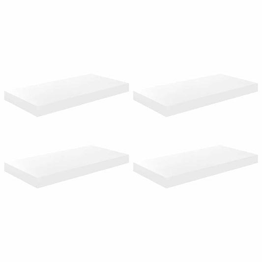 Floating Wall Shelves 4 pcs High Gloss White 50x23x3.8 cm MDF