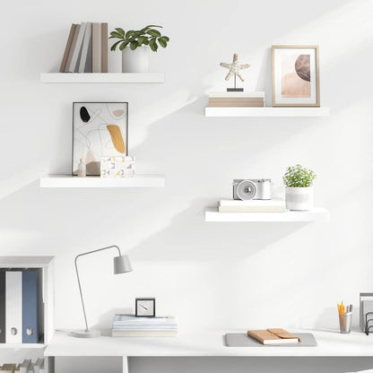 Floating Wall Shelves 4 pcs High Gloss White 50x23.5x3.8 cm MDF