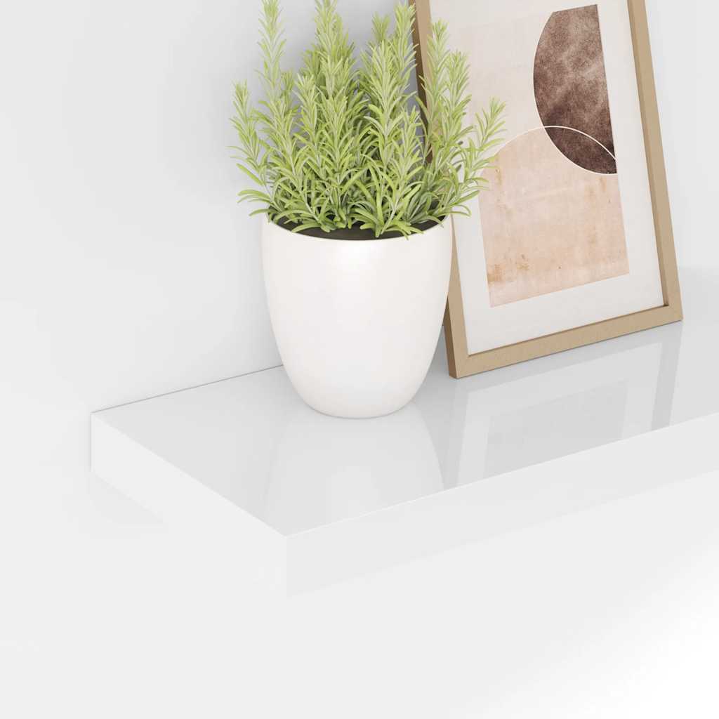 Floating Wall Shelves 4 pcs High Gloss White 50x23.5x3.8 cm MDF