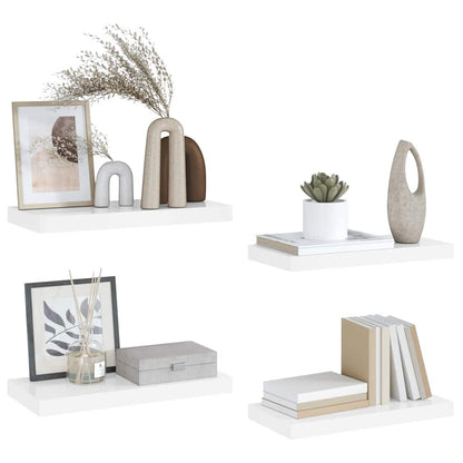 Floating Wall Shelves 4 pcs High Gloss White 50x23x3.8 cm MDF