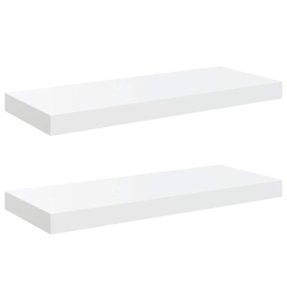 Floating Wall Shelves 2 pcs High Gloss White 60x23.5x3.8 cm MDF