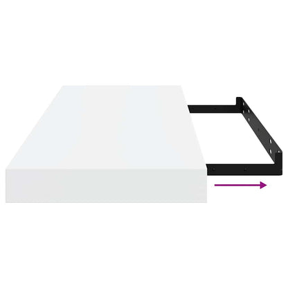 Floating Wall Shelves 2 pcs High Gloss White 60x23.5x3.8 cm MDF