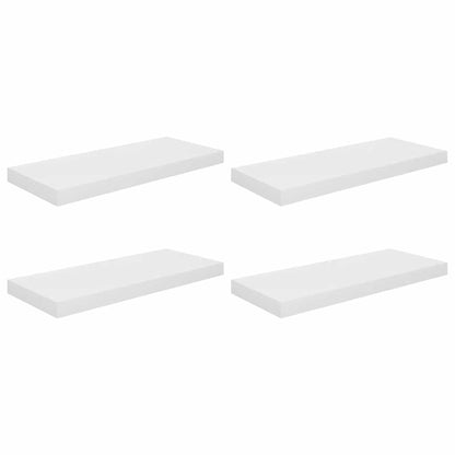 Floating Wall Shelves 4 pcs High Gloss White 60x23.5x3.8 cm MDF