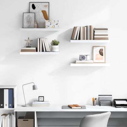Floating Wall Shelves 4 pcs High Gloss White 60x23.5x3.8 cm MDF