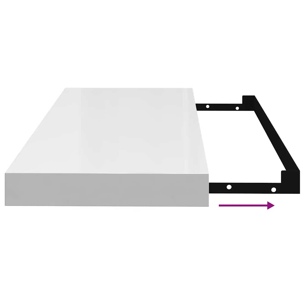 Floating Wall Shelves 4 pcs High Gloss White 60x23.5x3.8 cm MDF