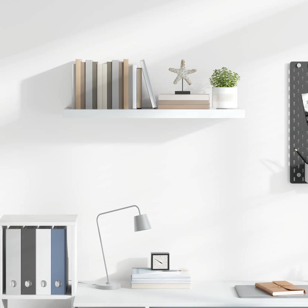 Floating Wall Shelf High Gloss White 80x23.5x3.8 cm MDF