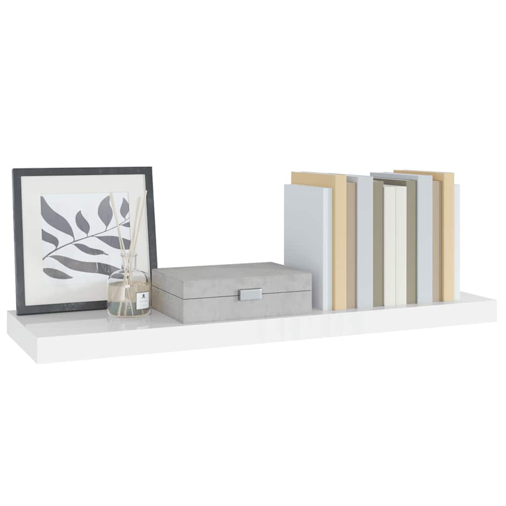 Floating Wall Shelf High Gloss White 80x23.5x3.8 cm MDF
