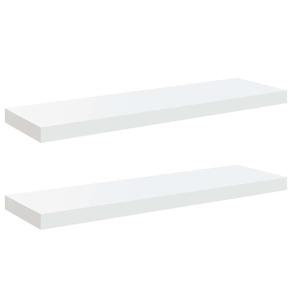 Floating Wall Shelves 2 pcs High Gloss White 80x23.5x3.8 cm MDF