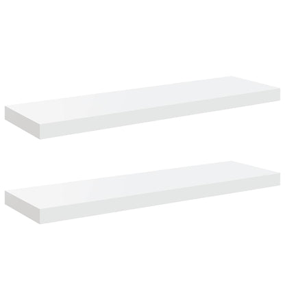 Floating Wall Shelves 2 pcs High Gloss White 80x23.5x3.8 cm MDF