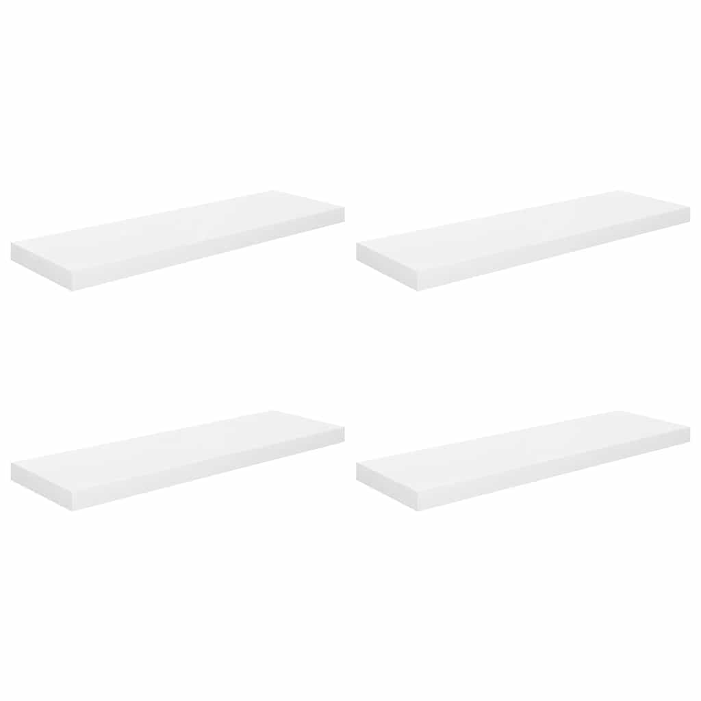 Floating Wall Shelves 4 pcs High Gloss White 80x23.5x3.8 cm MDF