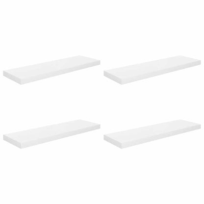 Floating Wall Shelves 4 pcs High Gloss White 80x23.5x3.8 cm MDF