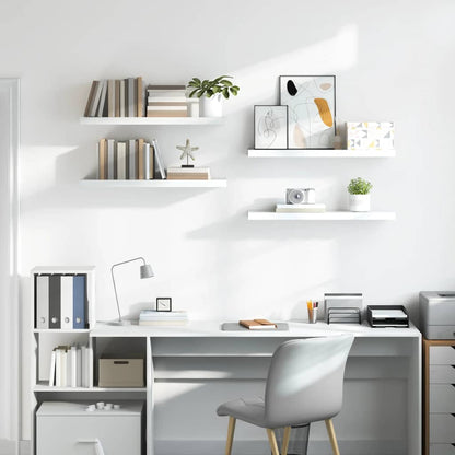 Floating Wall Shelves 4 pcs High Gloss White 80x23.5x3.8 cm MDF
