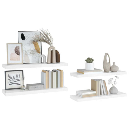 Floating Wall Shelves 4 pcs High Gloss White 80x23.5x3.8 cm MDF