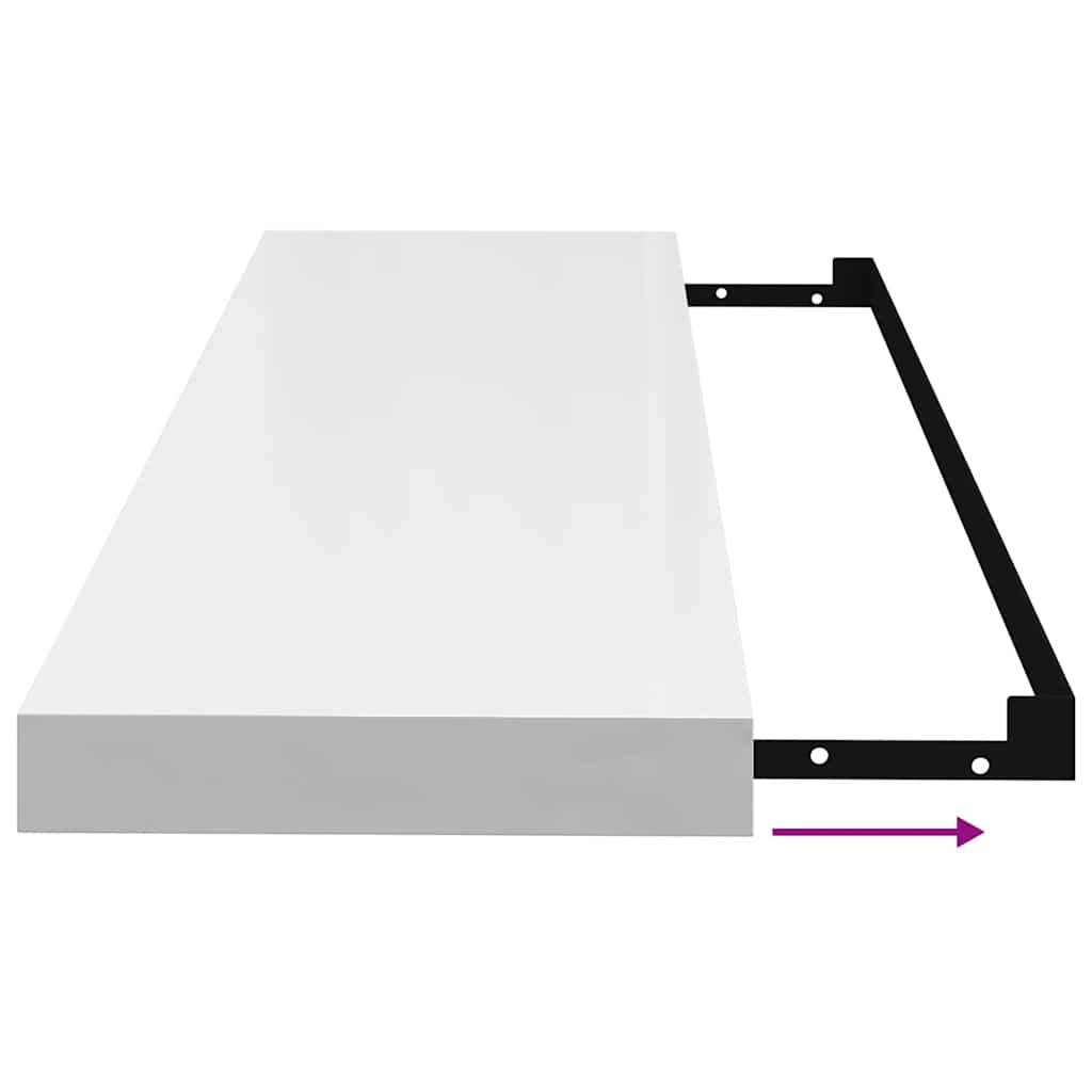 Floating Wall Shelves 4 pcs High Gloss White 80x23.5x3.8 cm MDF