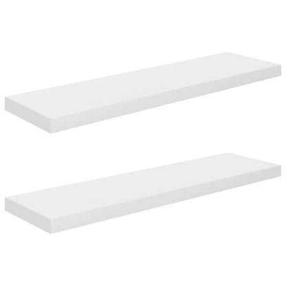 Floating Wall Shelves 2 pcs High Gloss White 90x23.5x3.8 cm MDF