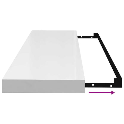 Floating Wall Shelves 2 pcs High Gloss White 90x23.5x3.8 cm MDF