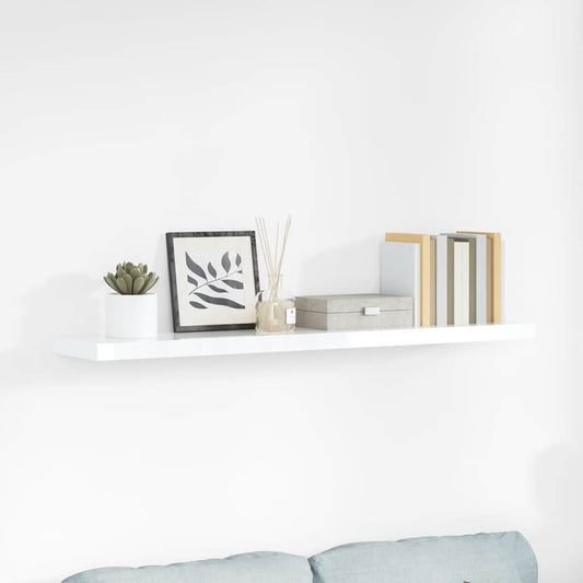 Floating Wall Shelf High Gloss White 120x23.5x3.8 cm MDF
