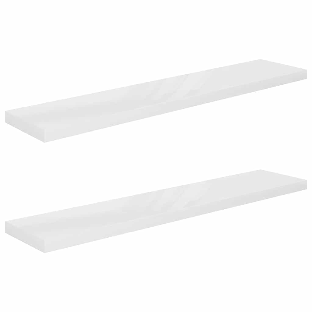 Floating Wall Shelves 2 pcs High Gloss White 120x23.5x3.8 cm MDF