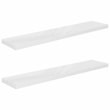 Floating Wall Shelves 2 pcs High Gloss White 120x23.5x3.8 cm MDF