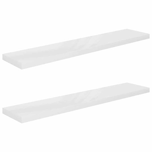 Floating Wall Shelves 2 pcs High Gloss White 120x23.5x3.8 cm MDF