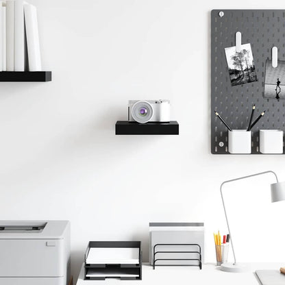 Floating Wall Shelf High Gloss Black 23x23.5x3.8 cm MDF
