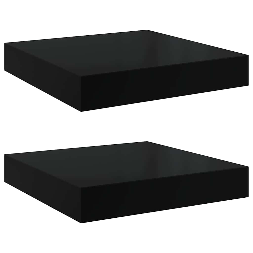 Floating Wall Shelves 2 pcs High Gloss Black 23x23.5x3.8 cm MDF