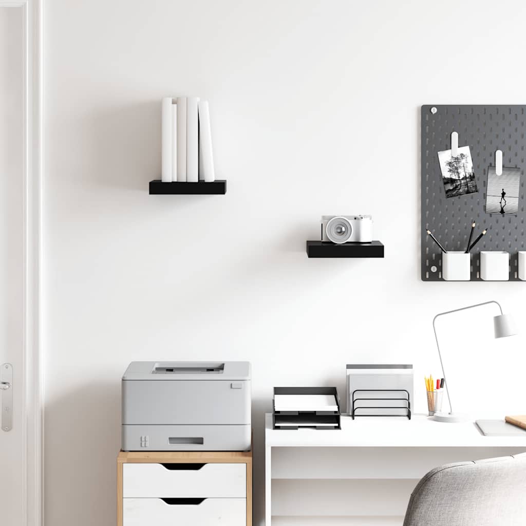 Floating Wall Shelves 2 pcs High Gloss Black 23x23.5x3.8 cm MDF