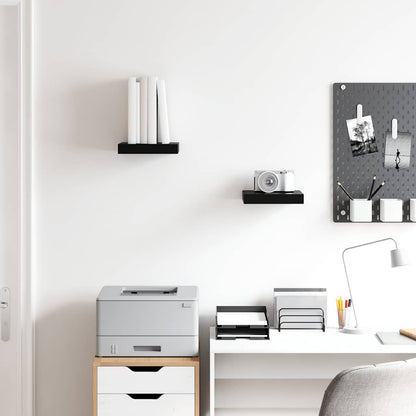 Floating Wall Shelves 2 pcs High Gloss Black 23x23.5x3.8 cm MDF