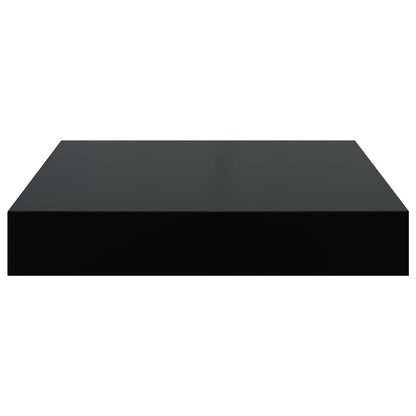 Floating Wall Shelves 2 pcs High Gloss Black 23x23.5x3.8 cm MDF