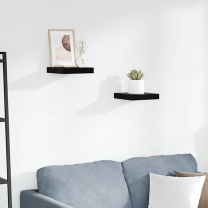 Floating Wall Shelves 2 pcs High Gloss Black 23x23.5x3.8 cm MDF