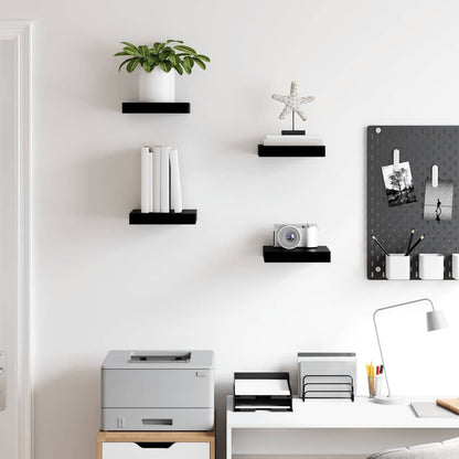 Floating Wall Shelves 4 pcs High Gloss Black 23x23.5x3.8 cm MDF